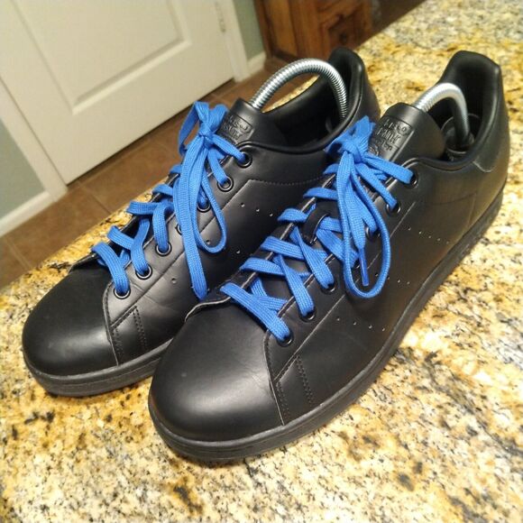 Adidas Originals Stan Smith Black Blue Lace Mens 10 Casual Sneakers FX5499 EUC main image 11